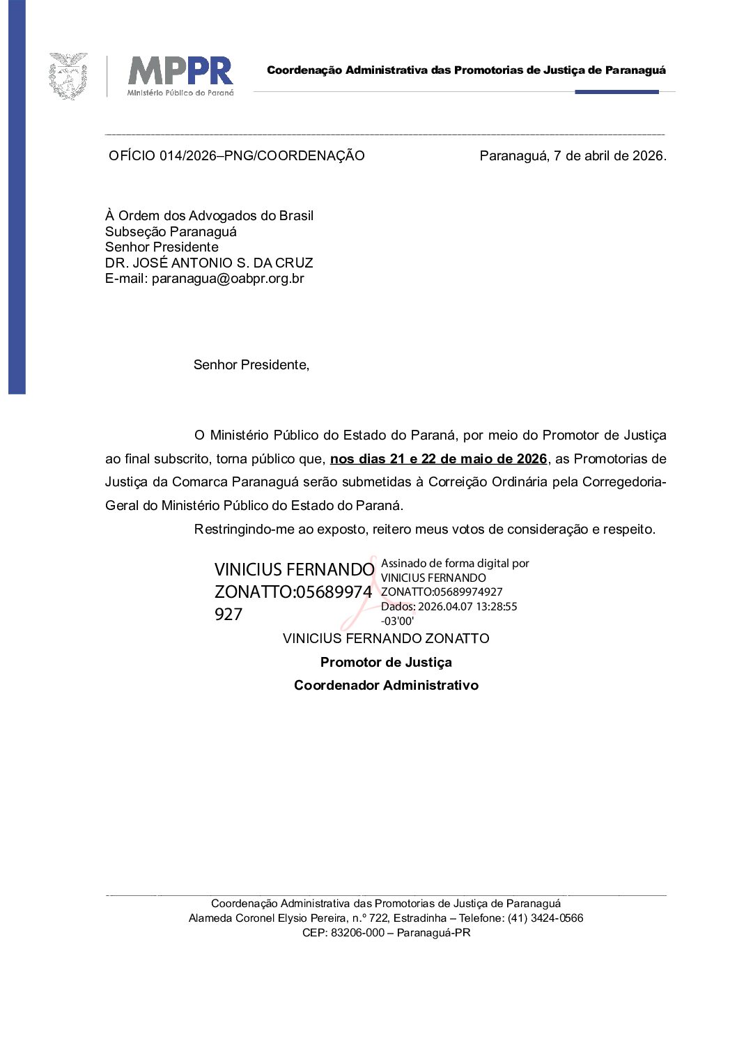 014-2026 - OAB - correição